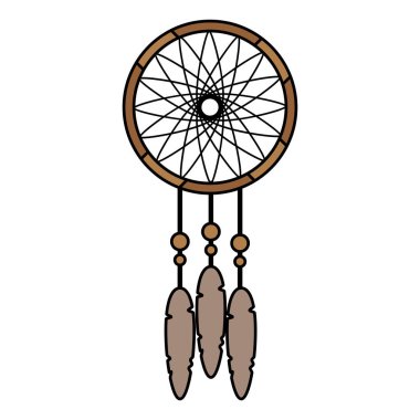 renk Rüya yakalayıcı tüy ve süsleme dekorasyon vektör çizim ile