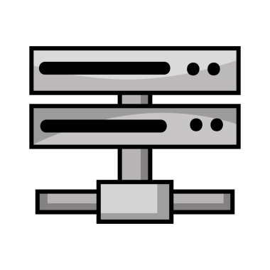 gri tonlamalı veri ağ swich uplink gövde vektör çizim