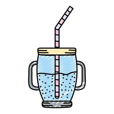 lezzetli ferahlık smoothie meyve içki vektör çizim doodle