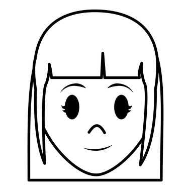 mutlu bir kadın baş saç modeli tasarım vektör çizim ile satır