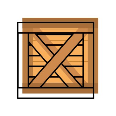 ahşap kutu, paket, teslimat nesne. Vektör çizim