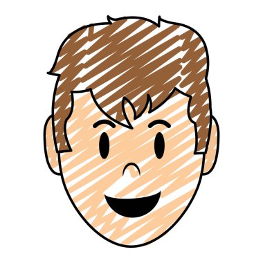 mutlu bir adam başı yüz ifadesi vektör çizim ile doodle