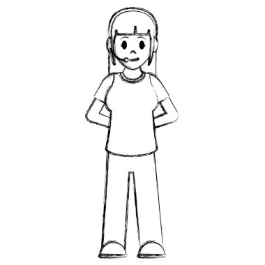 Grunge kadın çağrı merkezi operatörü hizmet vektör çizim