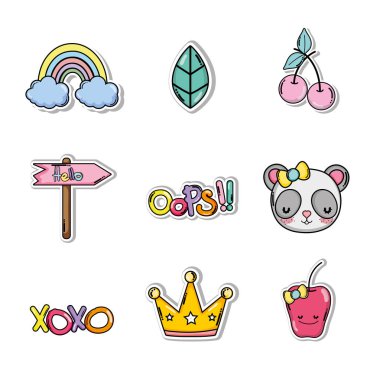 Sevimli çizgi film koleksiyonu vektör çizim grafik tasarım