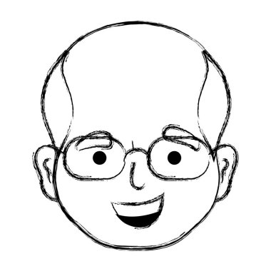 Grunge avatar adam kafa saç modeli ve gözlük illüstrasyon vektör