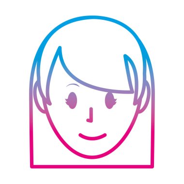 satır avatar mutlu kadın baş saç modeli vektör çizim ile bozulmuş