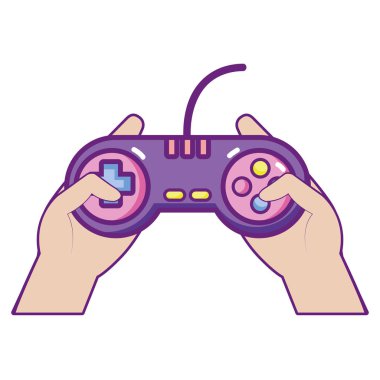 video oyunu denetleyici teknolojisini elinde düğmeleri ile vektör çizim