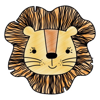 sevimli aslan baş vahşi hayvan vektör çizim doodle