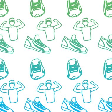 bozulmuş satır fitness adam eğitim ve spor ayakkabı arka plan vektör çizim