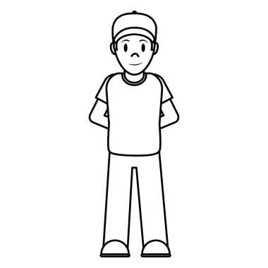 satır mutlu adam kap ve rahat kıyafetler vektör çizim