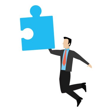 bulmaca parça başarı vektör çizim asılı işadamı