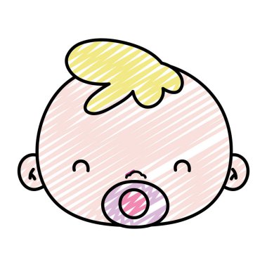 Bebek Çocuk kafa emzik nesne vektör çizim ile doodle