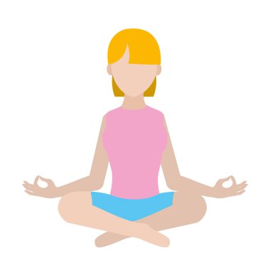 Yoga gevşeme pozisyon vektör çizim ile oturan kadın