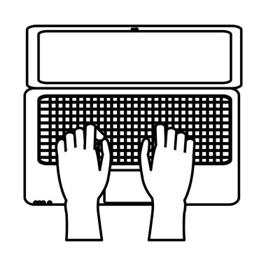 satırı el ile elektronik ekran dizüstü bilgisayar teknoloji vektör çizim
