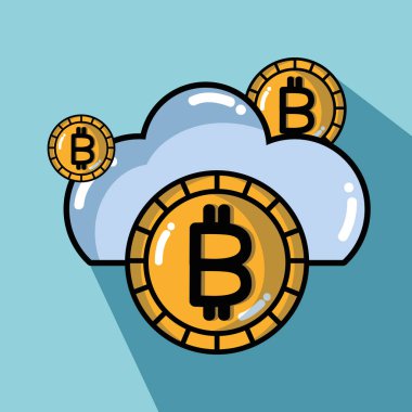 Bitcoin dijital para güvenlik teknoloji vektör çizim