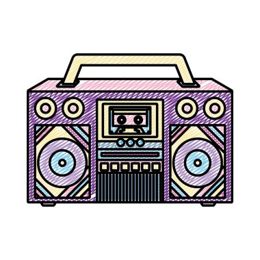 Retro radyo müzik ses nesnesini vektör çizim doodle