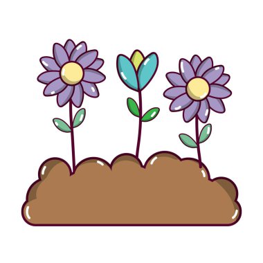 yaprakları ve yaprak zemin içinde güzel çiçeklerle. Vektör çizim