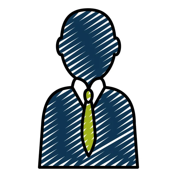 Doodle Pictograma Homem Com Terno Elegante Gravata Vetor Ilustração —  Vetores de Stock