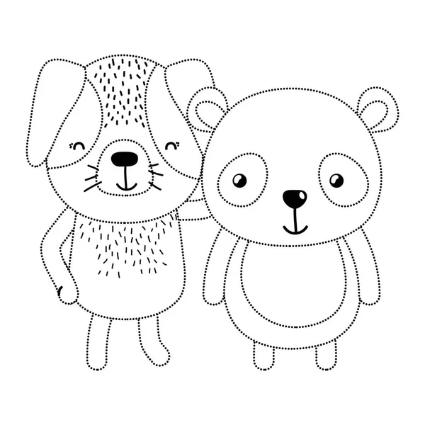 Tečkovaný Tvar Roztomilý Pes Panda Přátel Zvířat Vektorové Ilustrace — Stockový vektor