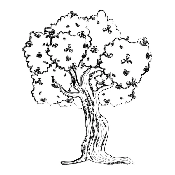Grunge Arbre Nature Avec Tige Feuilles Branches Illustration Vectorielle — Image vectorielle