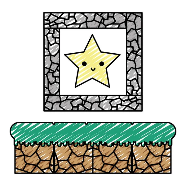 Doodle Carácter Estrella Feliz Dentro Ilustración Vector Piedra Cristal — Archivo Imágenes Vectoriales