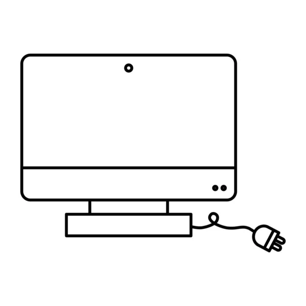 電源ケーブルのベクトル図と行電子計算機の画面 — ストックベクタ