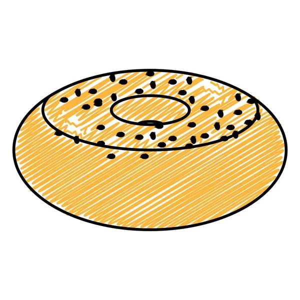 Doodle Köstlichen Bagel Frisches Brot Lebensmittel Vektor Illustration — Stockvektor