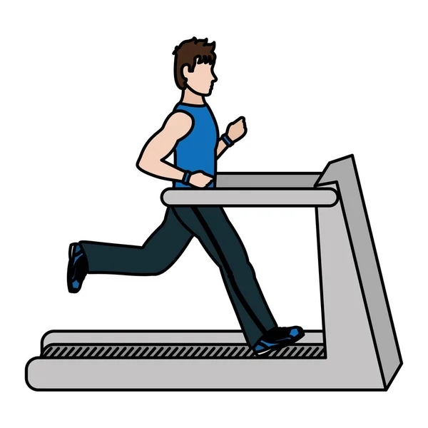 颜色健身人训练在跑步机向量例证 — 图库矢量图片