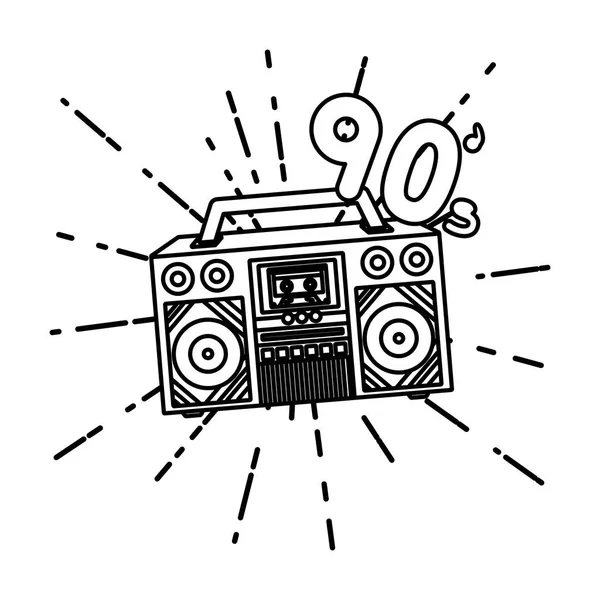 Line Retro Radio Musik Trendy Musik Vektor Illustration — Stockvektor