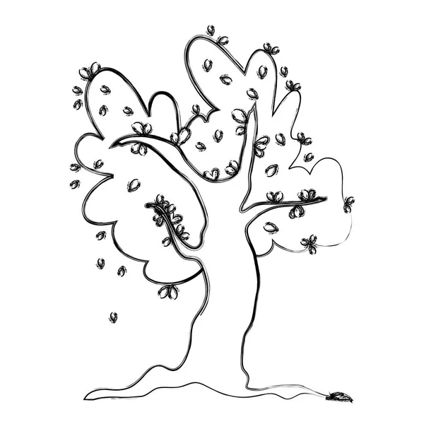 Гранжевое Дерево Векторным Рисунком Листьев Природных Ветвей — стоковый вектор