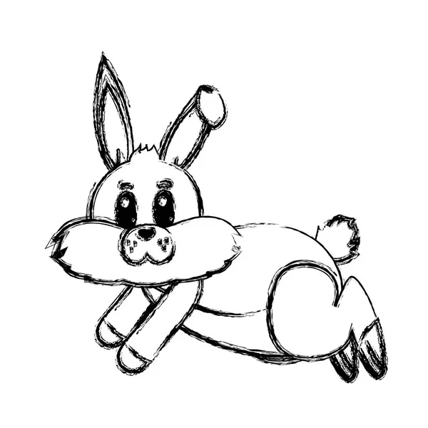 Grunge Schöne Wilde Kaninchen Tier Laufvektor Illustration — Stockvektor