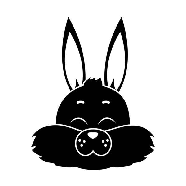 Silhouette Heureux Sauvage Tête Lapin Animal Vecteur Illustration — Image vectorielle