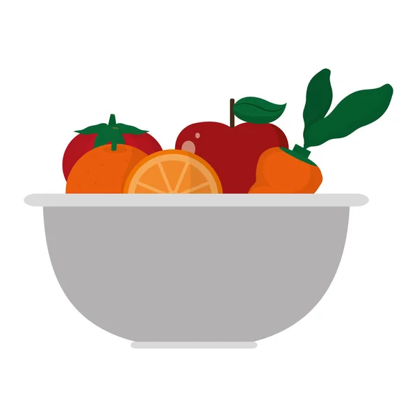 Υγιή Λαχανικά Και Φρούτα Φρες Μέσα Μπολ Εικονογράφηση Διάνυσμα — Διανυσματικό Αρχείο