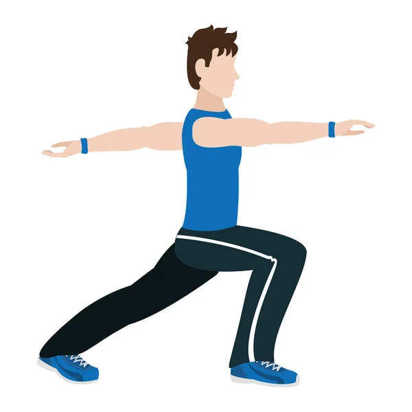 Fitness Muži Výpady Každou Nohu Cvičení Vektorové Ilustrace — Stockový vektor