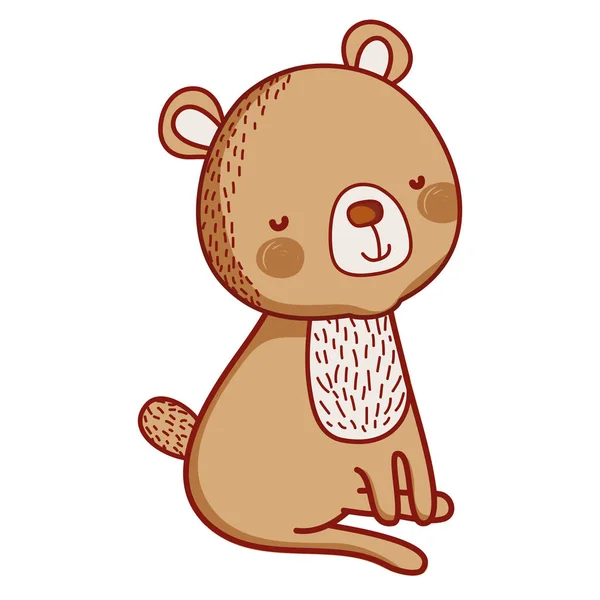 Šťastný Medvěd Sedící Zvíře Ocasem Vektorové Ilustrace — Stockový vektor