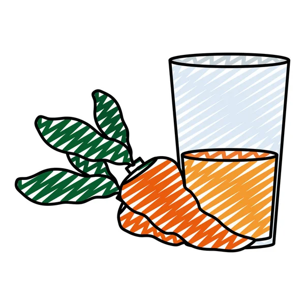 Illustration Vectorielle Légumes Jus Carotte Bio Doodle — Image vectorielle