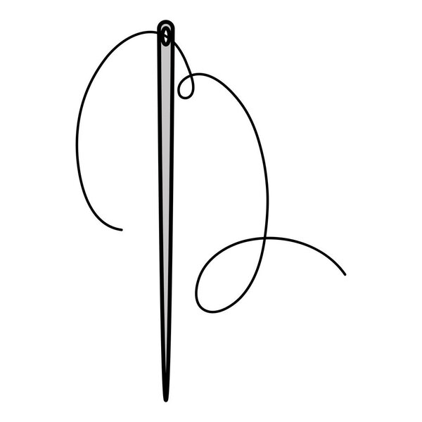 цвет иглы швейный портной с ниткой текстильный инструмент векторной иллюстрации
