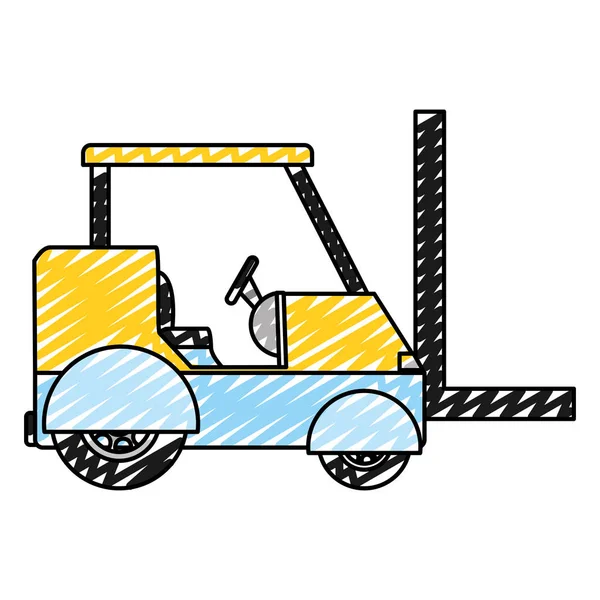 Doodle Carretilla Elevadora Industrial Envío Transporte Carga Vector Ilustración — Archivo Imágenes Vectoriales