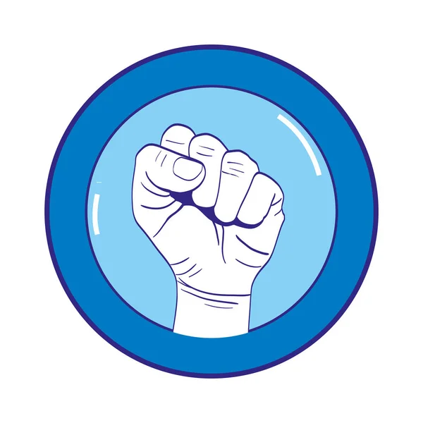 Duo Kleur Sticker Persoon Hand Verzetten Protest Vectorillustratie — Stockvector