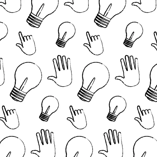 Grunge Gestures Hands Bulb Energy Background Vector Illustration — Stock Vector