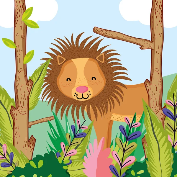 Cute lion wildlife animal cartoon vector illustration graphic design