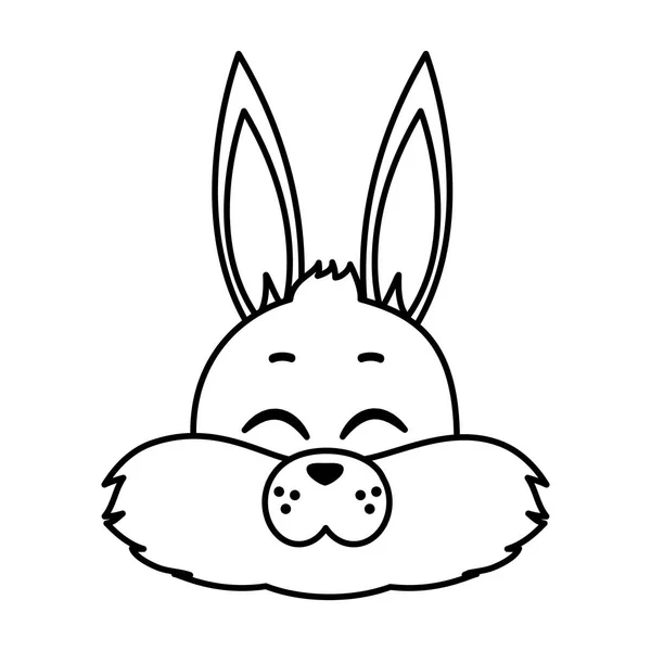 Linea Felice Testa Coniglio Selvatico Animale Vettore Illustrazione — Vettoriale Stock
