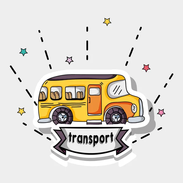 Transporte Escola Ônibus Patches Design Vetor Ilustração — Vetor de Stock