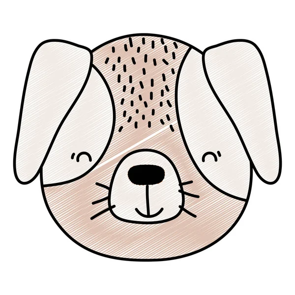 Doodle Adorable Happy Dog Head Animal Vector Illustration — Stock Vector