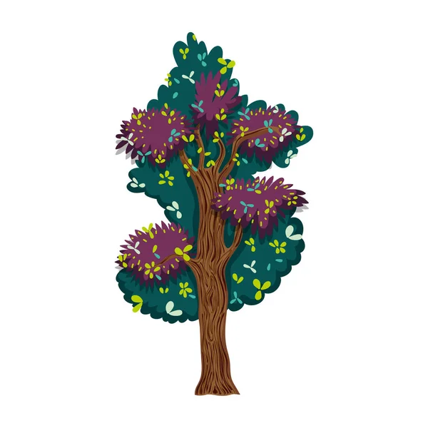 Tallo Árbol Con Ramas Exóticas Hojas Vector Ilustración — Vector de stock