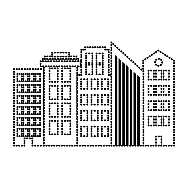 Městské Budovy Ikona Vektorové Ilustrace — Stockový vektor
