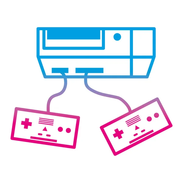 Degraderad Linje Elektroniska Videogame Konsol Med Styrenheter Teknik Vektorillustration — Stock vektor