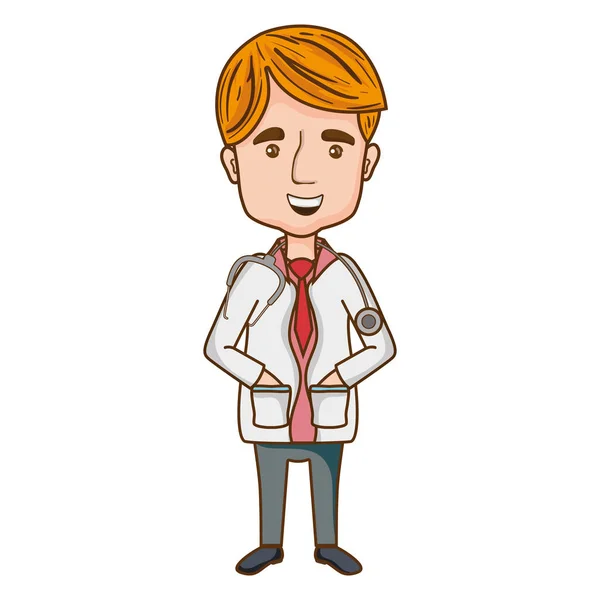 Mann Arzt Mit Kleidung Und Medizinischem Stethoskop Vektor Illustration — Stockvektor