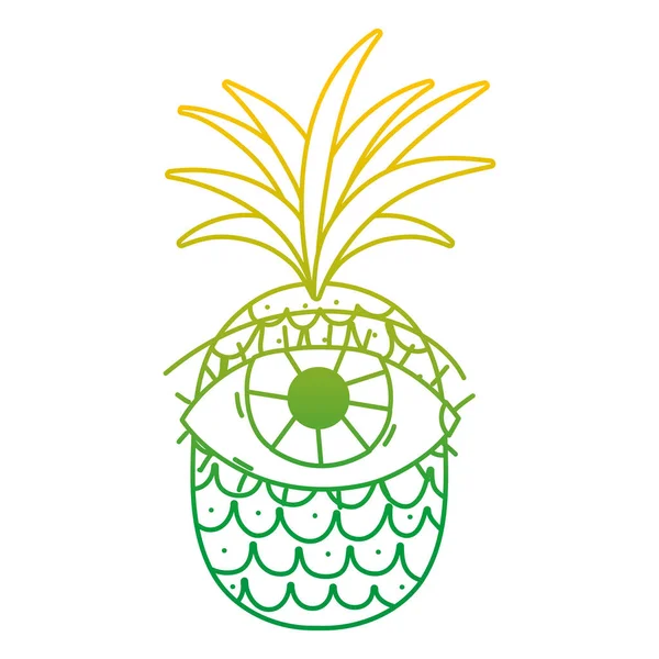 Abgebaute Linie Tropische Ananasfrucht Mit Augenausdruck Vektor Illustration — Stockvektor