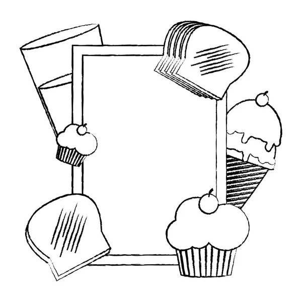 Grunge Emblem Stil Mit Eis Und Brot Vektor Illustration — Stockvektor